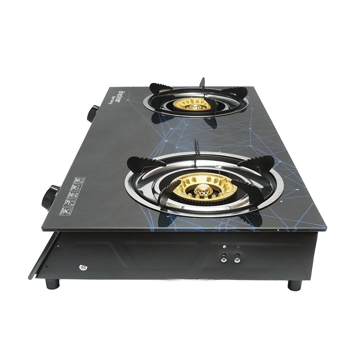 Aragaz, plita cu 2 arzatoare din fonta 3KW, sticla securizata 700x380x94mm Breckner Germany